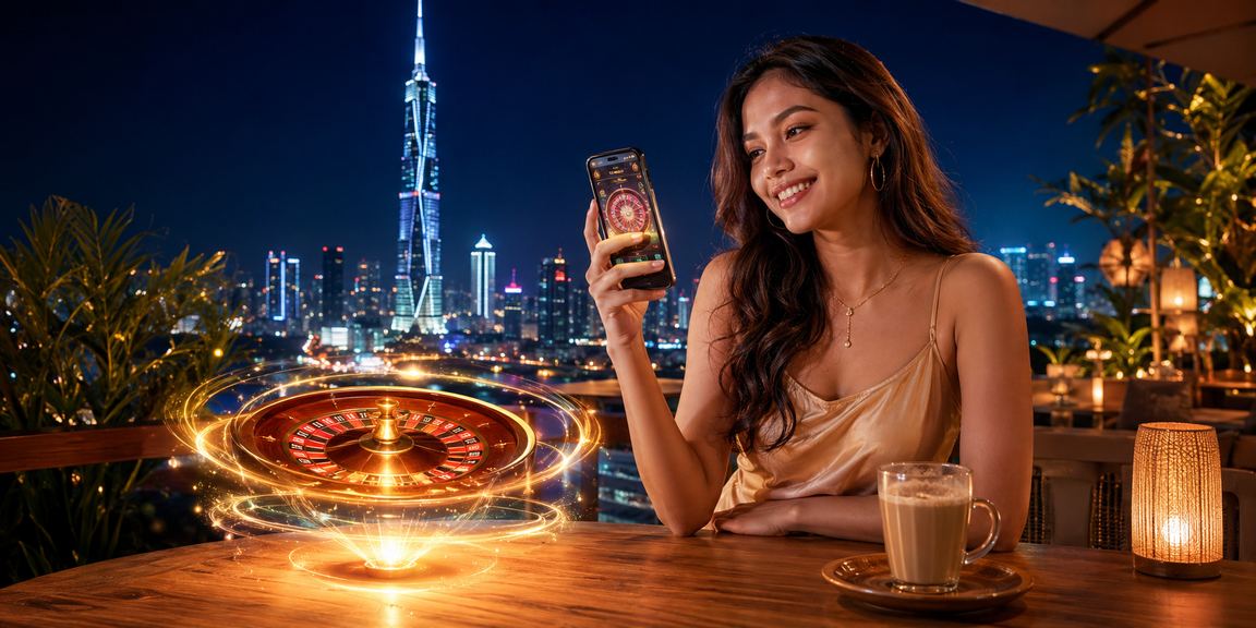 Pemain roulette menggunakan telefon pintar di Kuala Lumpur